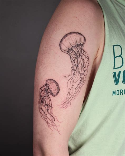 Colourful sealife Jellyfish tattoo, Underwater tattoo