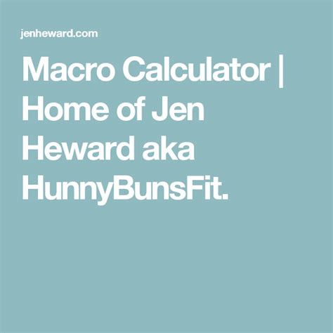 Jenheward.Com Macro Calculator