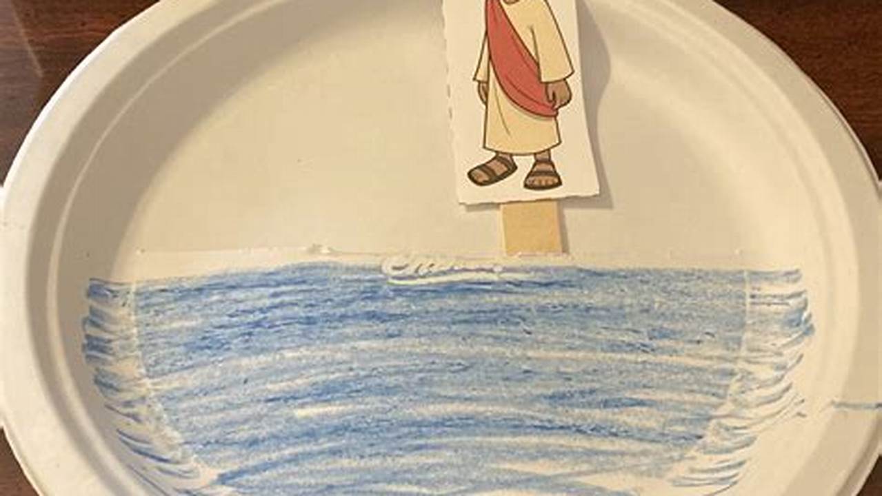 Jesus and Peter walking on water. Bible school crafts, Sunday school
