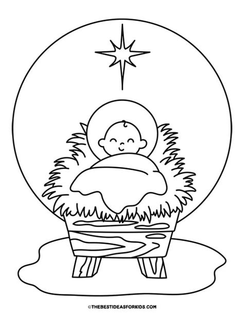 Jesus In The Manger Coloring Page