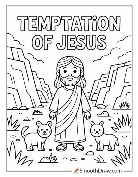 Jesus Tempted In The Wilderness Coloring Sheet