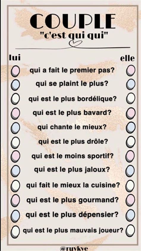 Jeux De Couple Question