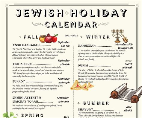 Jewish Holiday Calendar 2022 Printable