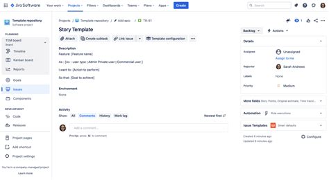 Jira Story Templates