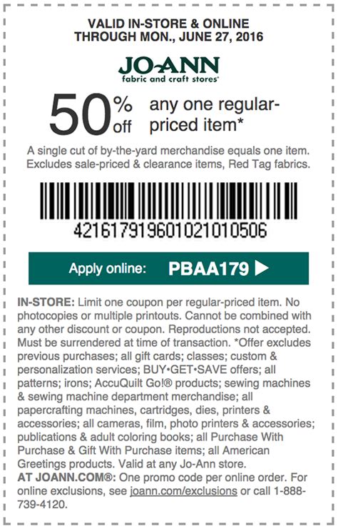 Joanns Printable Coupons 50 Off