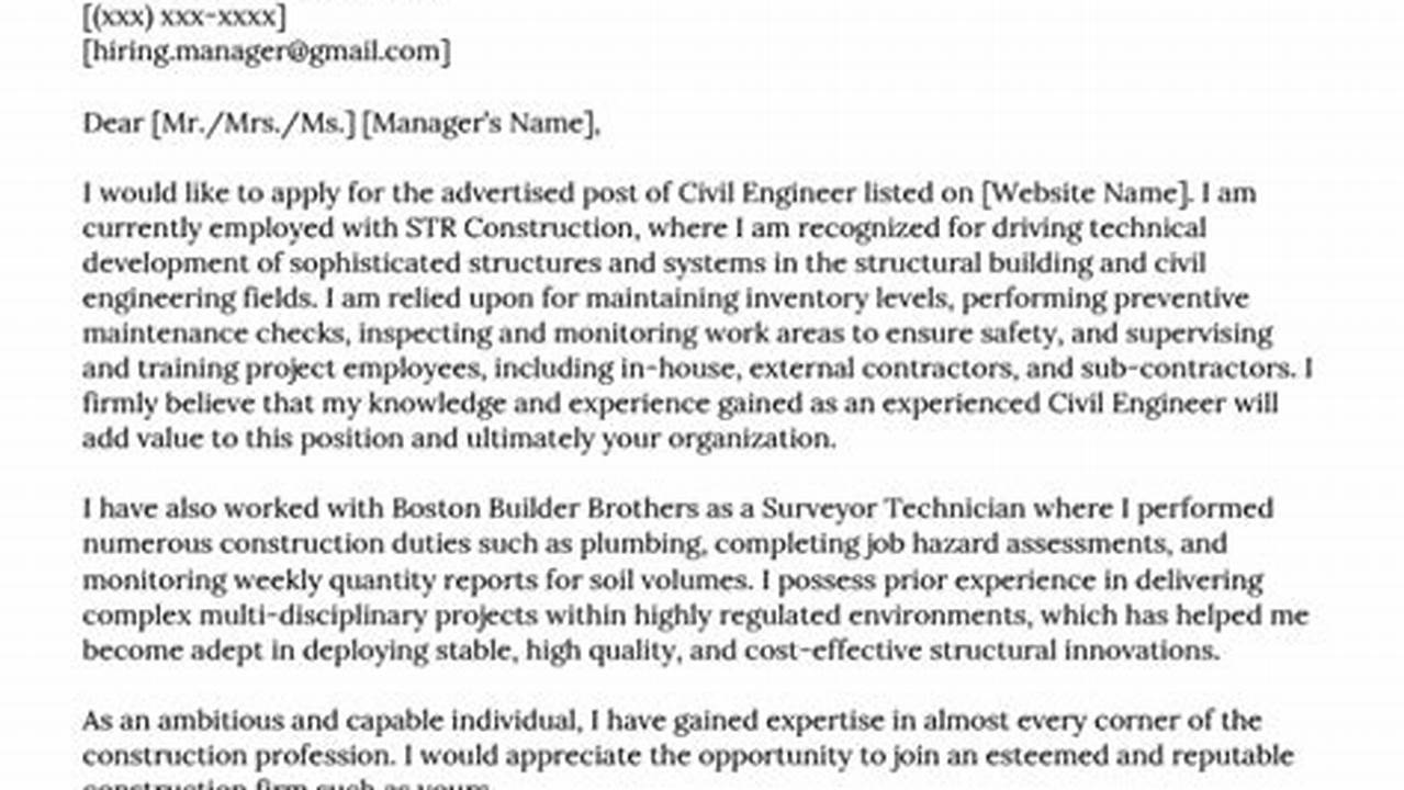 Fresh Graduate Cover Letter For Civil Engineer Pdf Job application
