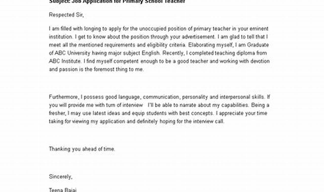 Job Application Letter For Peon In School