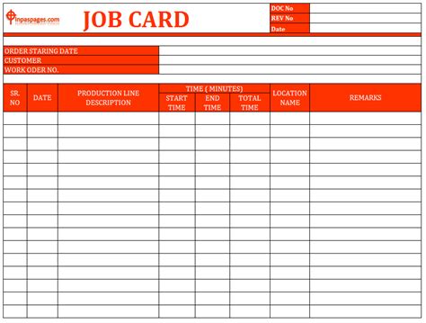 Job Card Sample Template