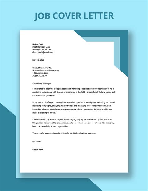 Job Application Basic Cover Letter Template