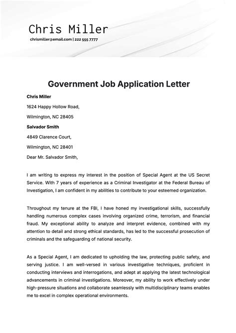 Job Application Cover Letter Government