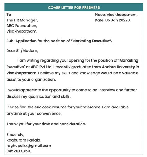 Job Application Cover Letter India