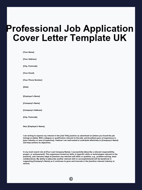 Job Application Covering Letter Uk