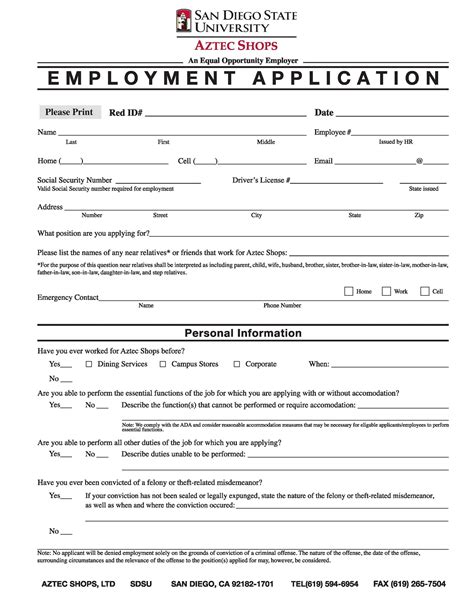Job Application Free Printable