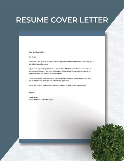 Job Application Resume Cover Letter Template
