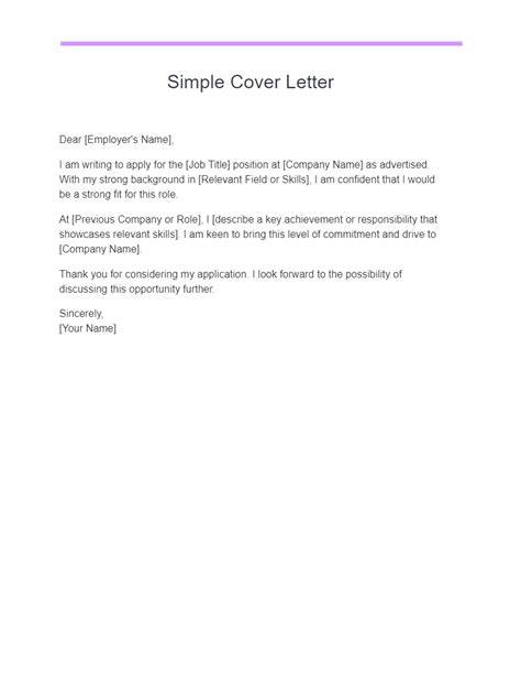 Job Application Simple Resume Cover Letter Template