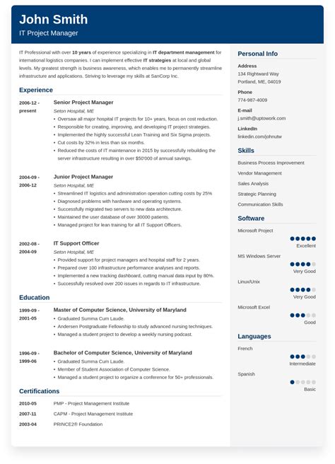Job Best Resume Format Examples