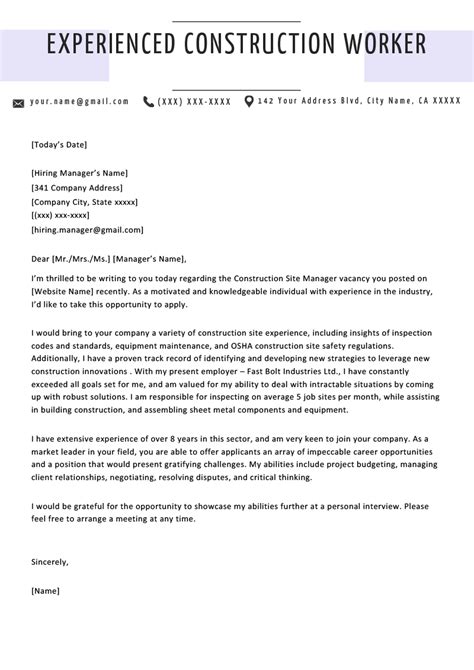 Job Cover Letter Construction