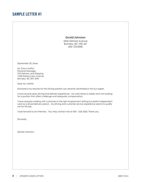 Job Cover Letter Examples Pdf