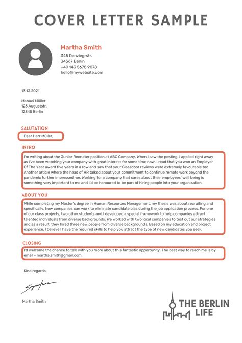 Job Cover Letter Germany