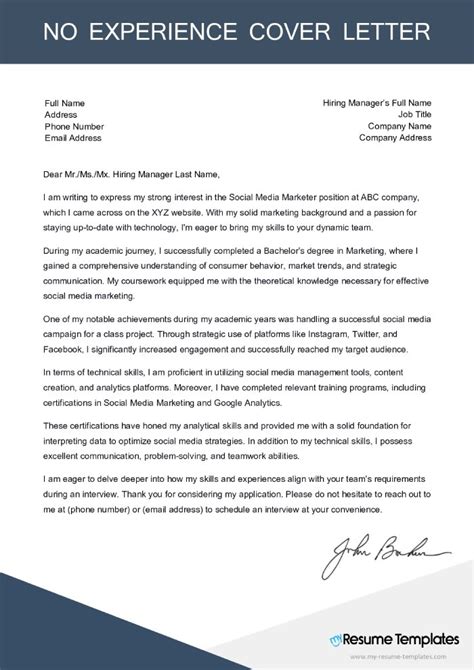 Job Cover Letter No Experience But Willing To Learn