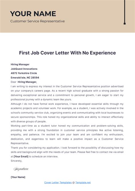 Job Cover Letter Without Experience