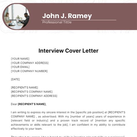Job Interview Cover Letter Template