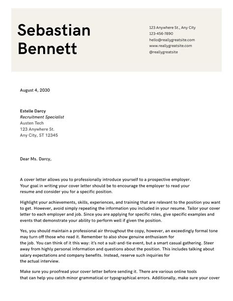 Job Resume Cover Letter Templates