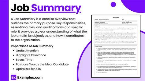 Mastering the Art of Job Summary: A Comprehensive Example Guide to Ace Your Career Path