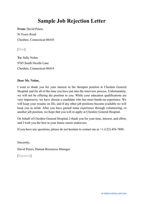 9+ Job Rejection Letters Free Sample, Example, Format