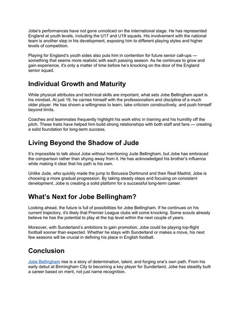 Jobe Bellingham Conclusion