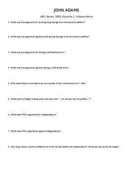 John Adams Episode 2 Independence Worksheet Answers