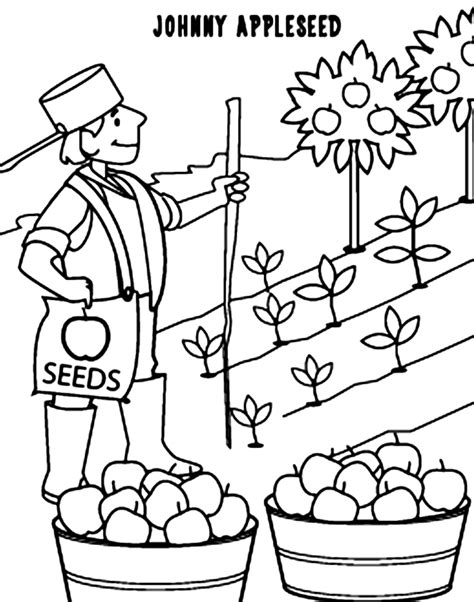 Johnny Appleseed Coloring Page Printable