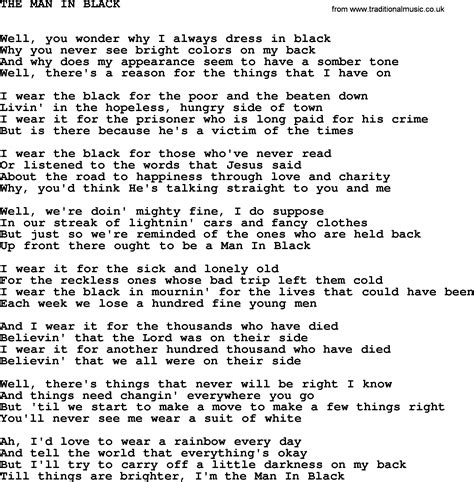 Johnny Cash The Man In Black Lyrics