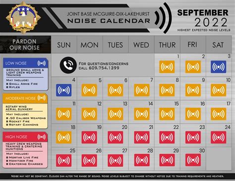 Joint Base Noise Calendar