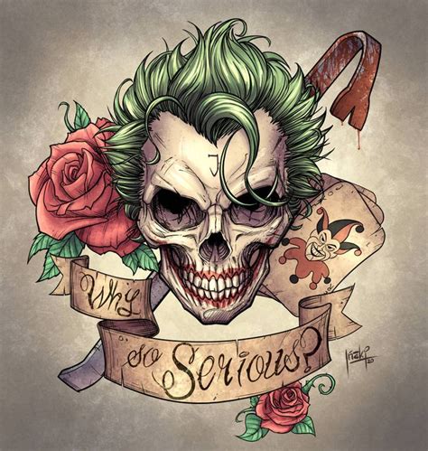 Insanity Joker Skull Tattoo Designs Clipart (1428217