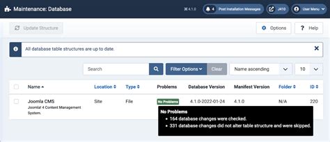 Joomla Database should be update