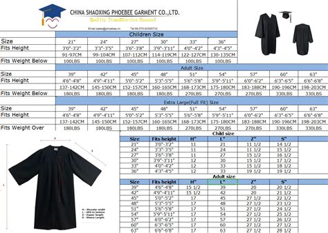Jostens Gown Sizing Chart
