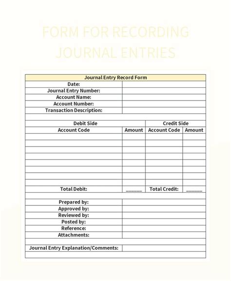 Journal Entry Templates