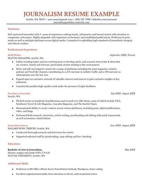 Journalism Professional Summary