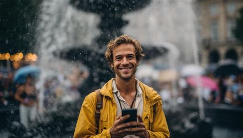 Happy young traveler joyfully using an international travel guide, planning the day’s explorations