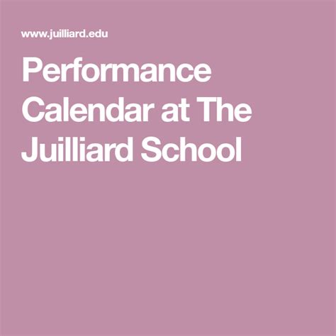 Juilliard Events Calendar