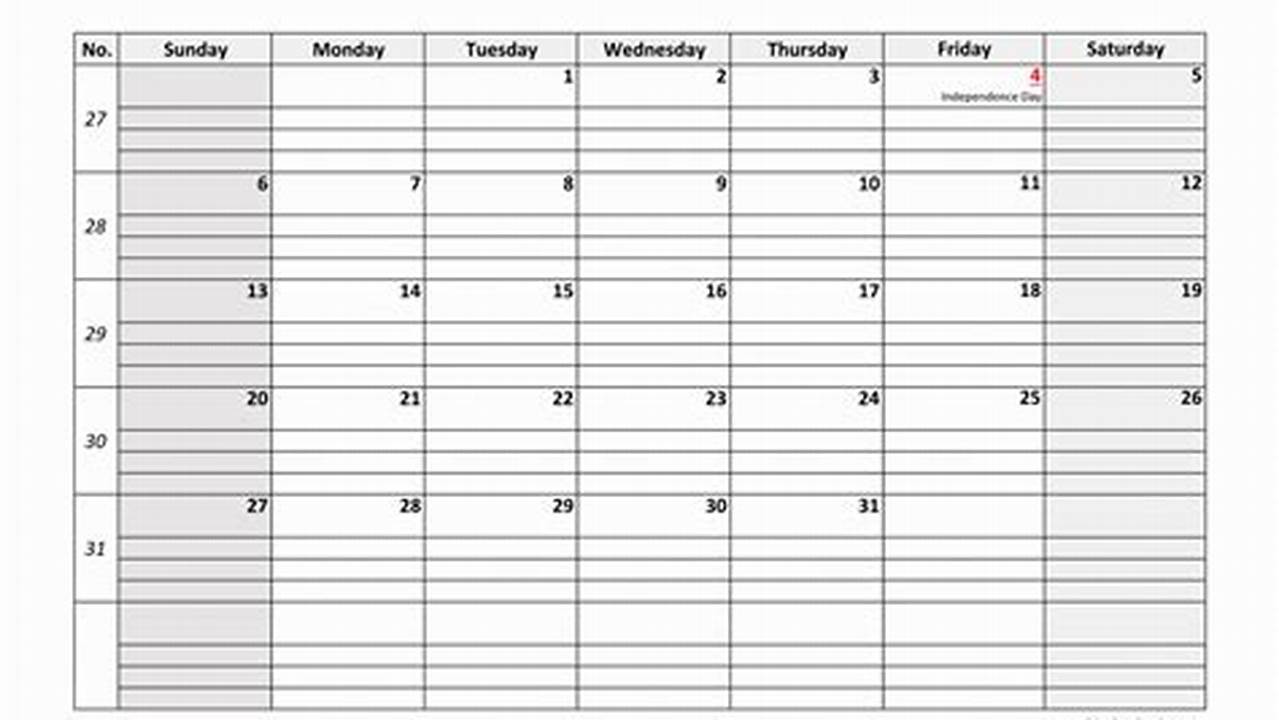 July 2025 Printable Calendar With Notes App