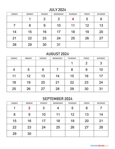 August and September 2024 Calendar Calendar Quickly