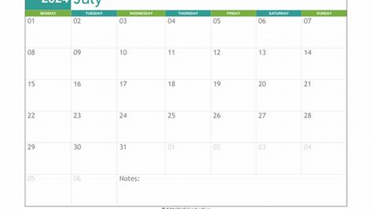 July Editable Calendar 2024 Printable