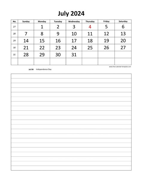 July 2024 Daily Calendar Printable