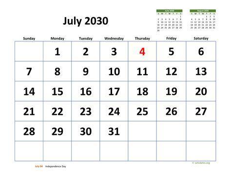 July 2030 Calendar