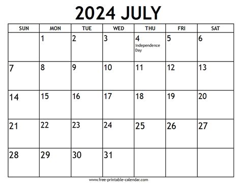 July 7Th Calendar 2024