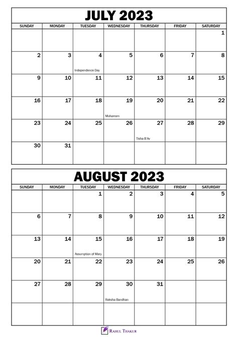July 2023 Calendar Templates for Word, Excel and PDF