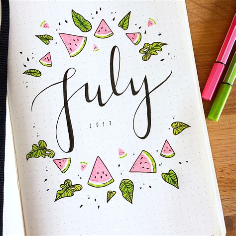 July Bullet Journal Calendar