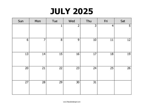 July Calendar